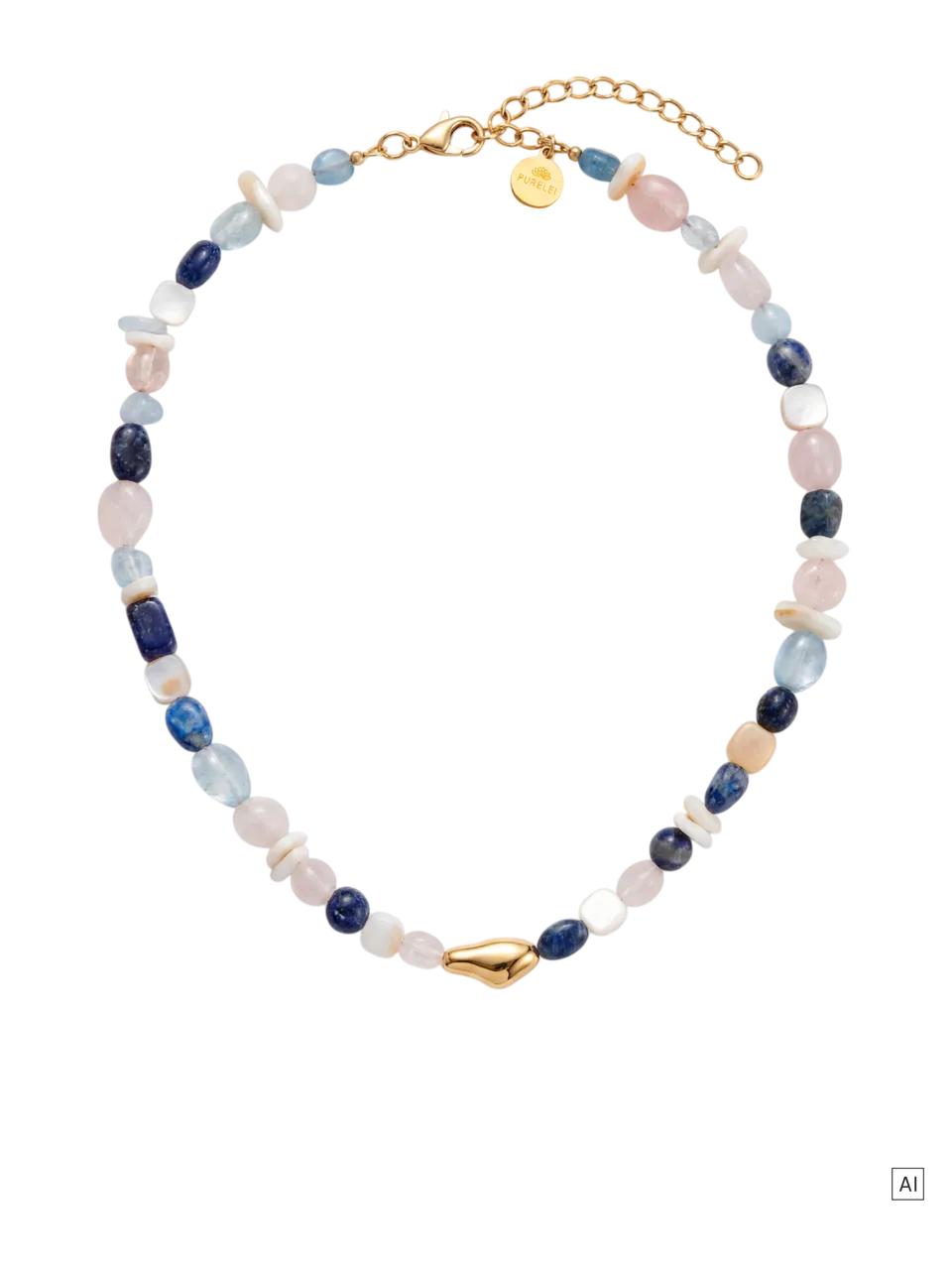 purelei-island-spirit-kette-mit-naturstein-aquamarin-perlmutt-lapislazuli-und-ro image 1