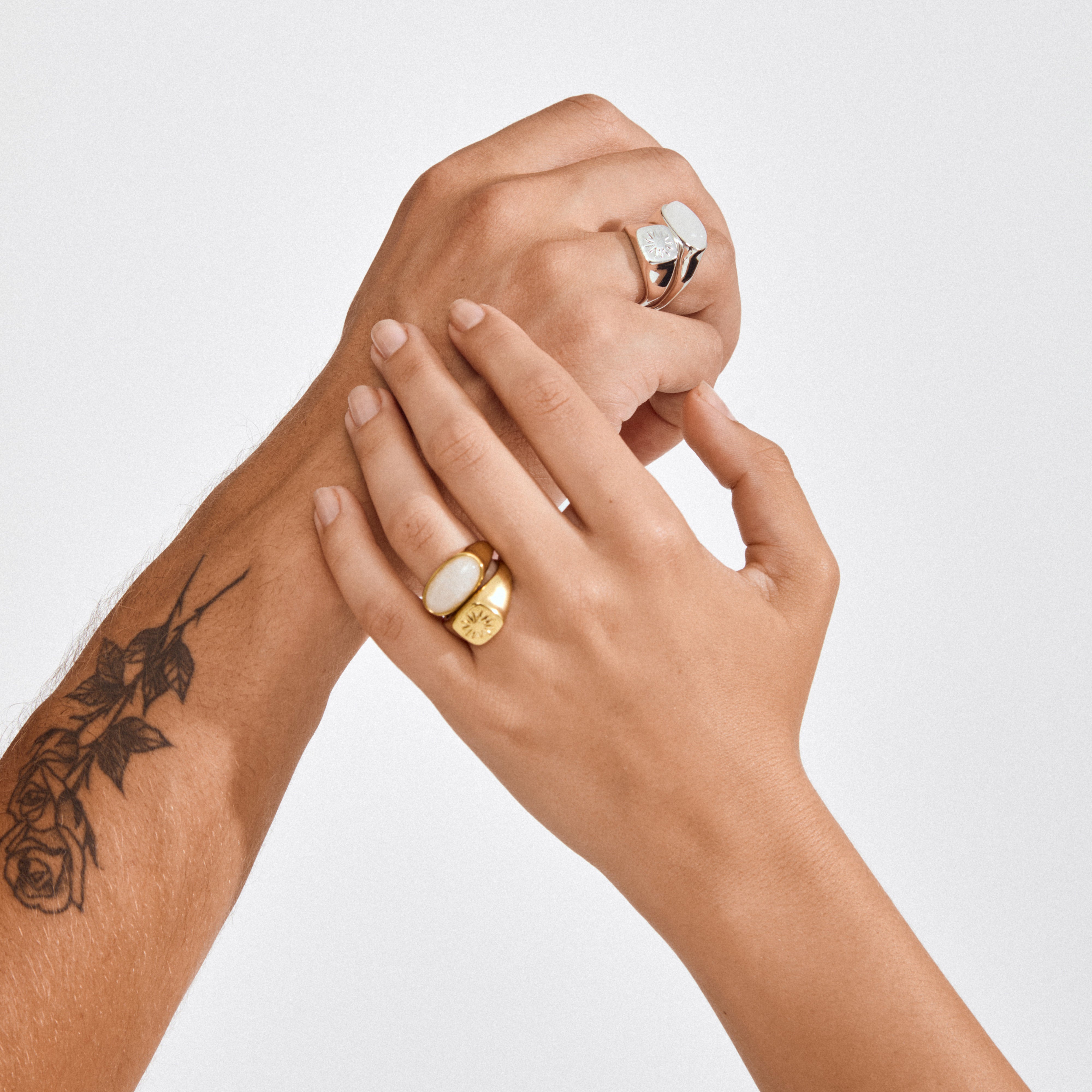 pilgrim-prism-ring-set-2-in-1-versilbert-mit-wei-er-jade-verstellbar image 5