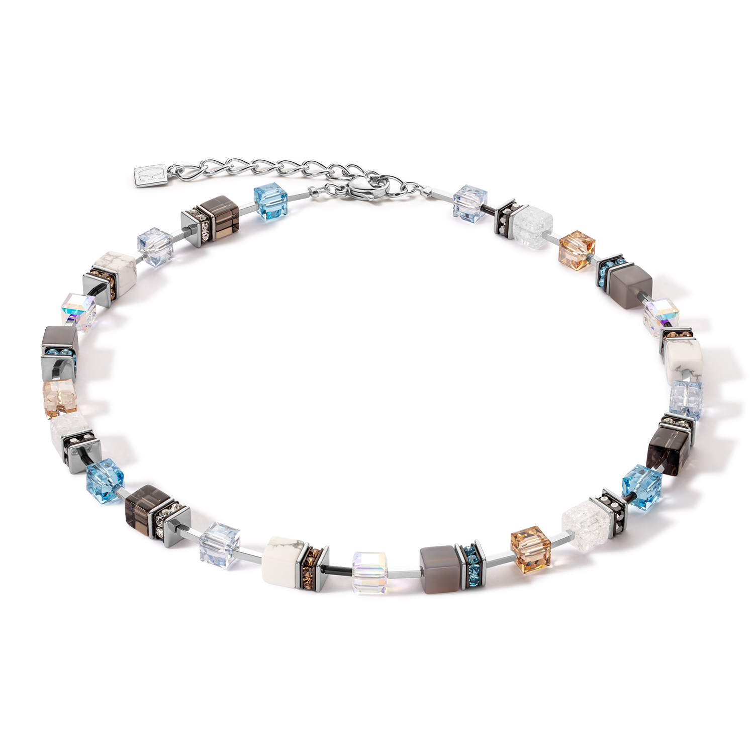 coeur-de-lion-geocube-iconic-statement-precious-halskette-aqua-beige image 1