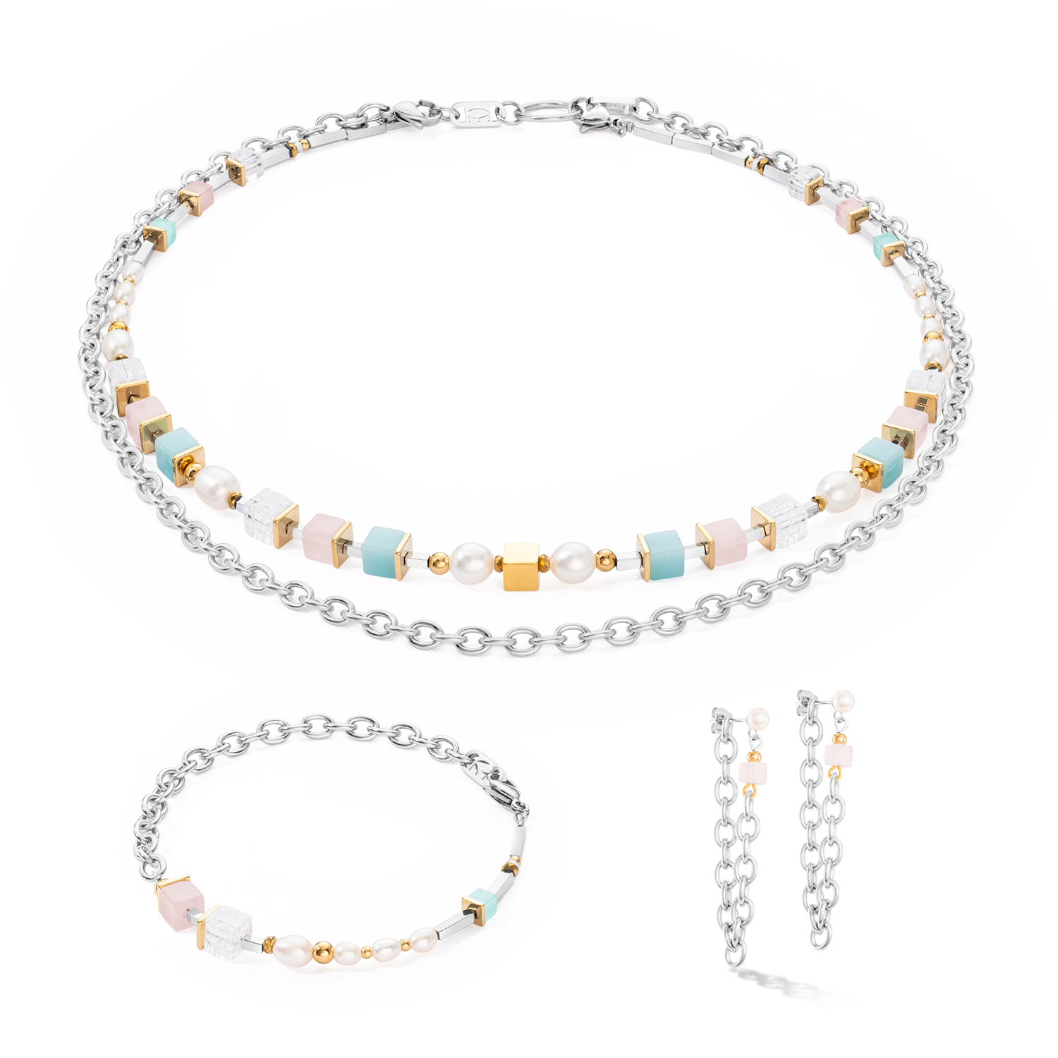 coeur-de-lion-ohrringe-cool-romantic-cubes-pearls-bicolor image 3