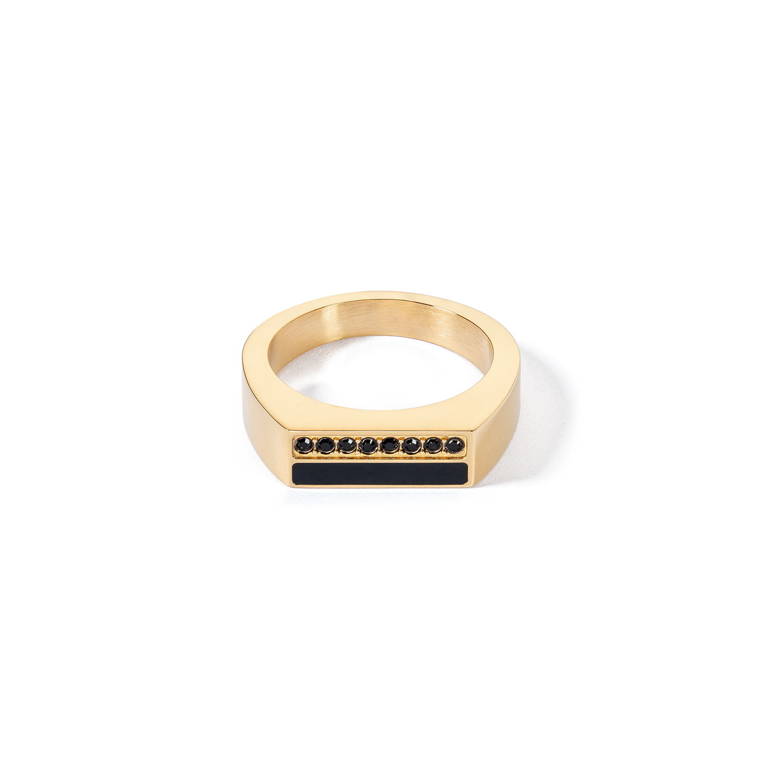 coeur-de-lion-square-stripes-ring-gold-schwarz image 1