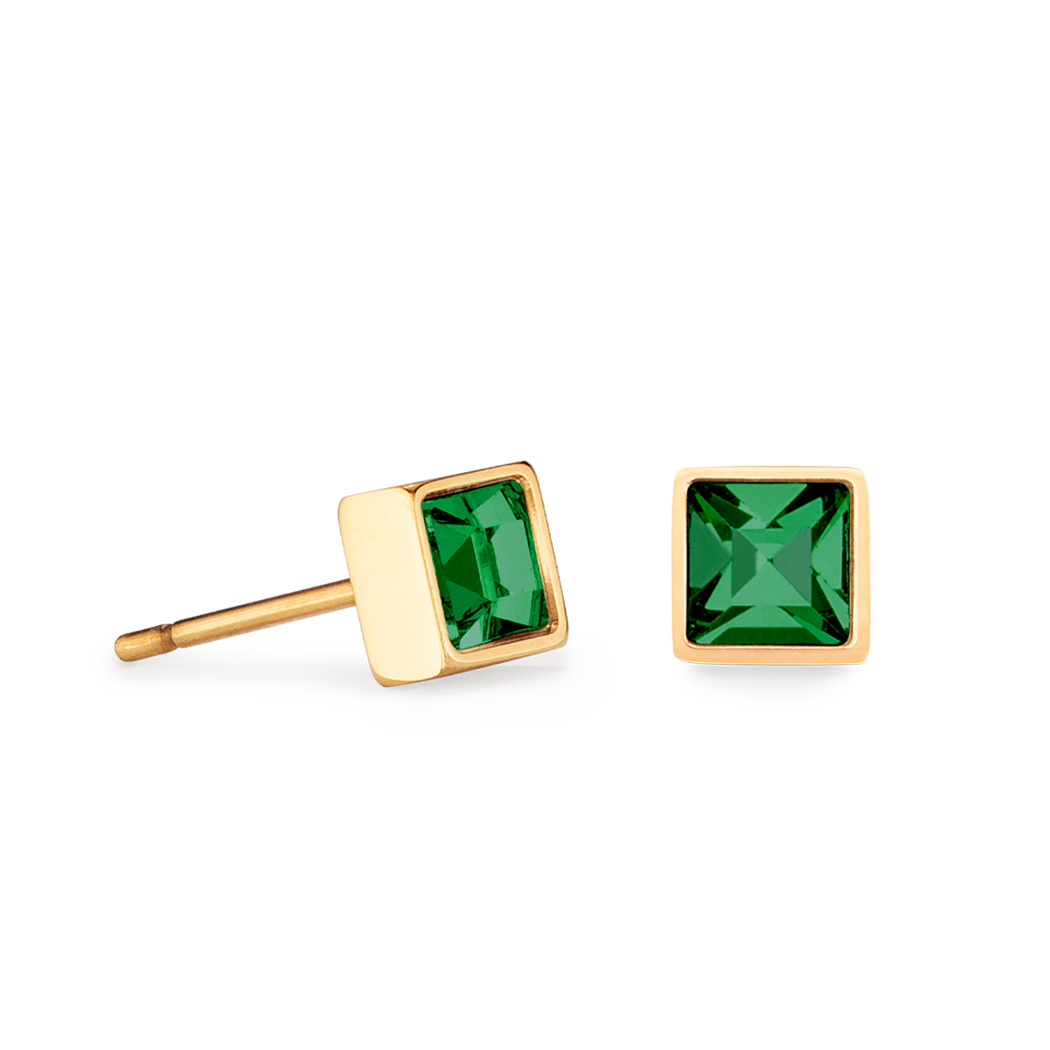 coeur-de-lion-brilliant-square-small-ohrstecker-gold-dunkelgr-n image 2