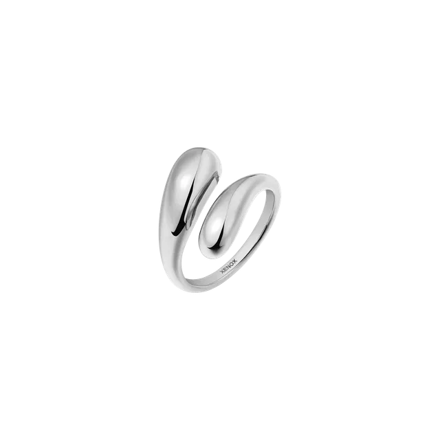 xenox-duo-drop-ring-edelstahl-silberfarben-beschichtet image 1