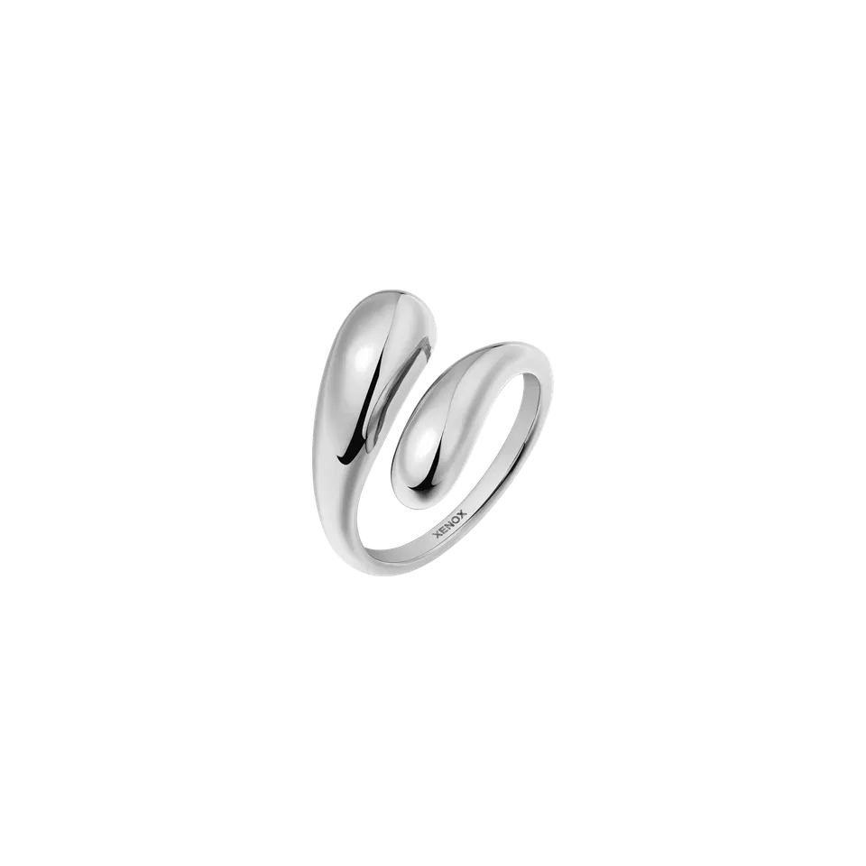 xenox-duo-drop-ring-edelstahl-silberfarben-beschichtet image 1