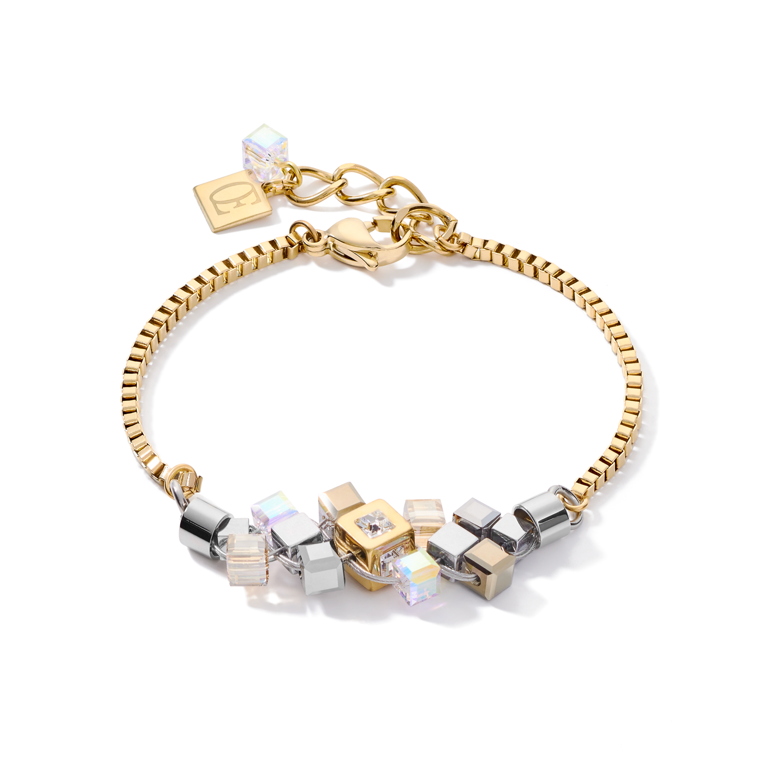 coeur-de-lion-armband-geocube-cluster-gold-silber image 1