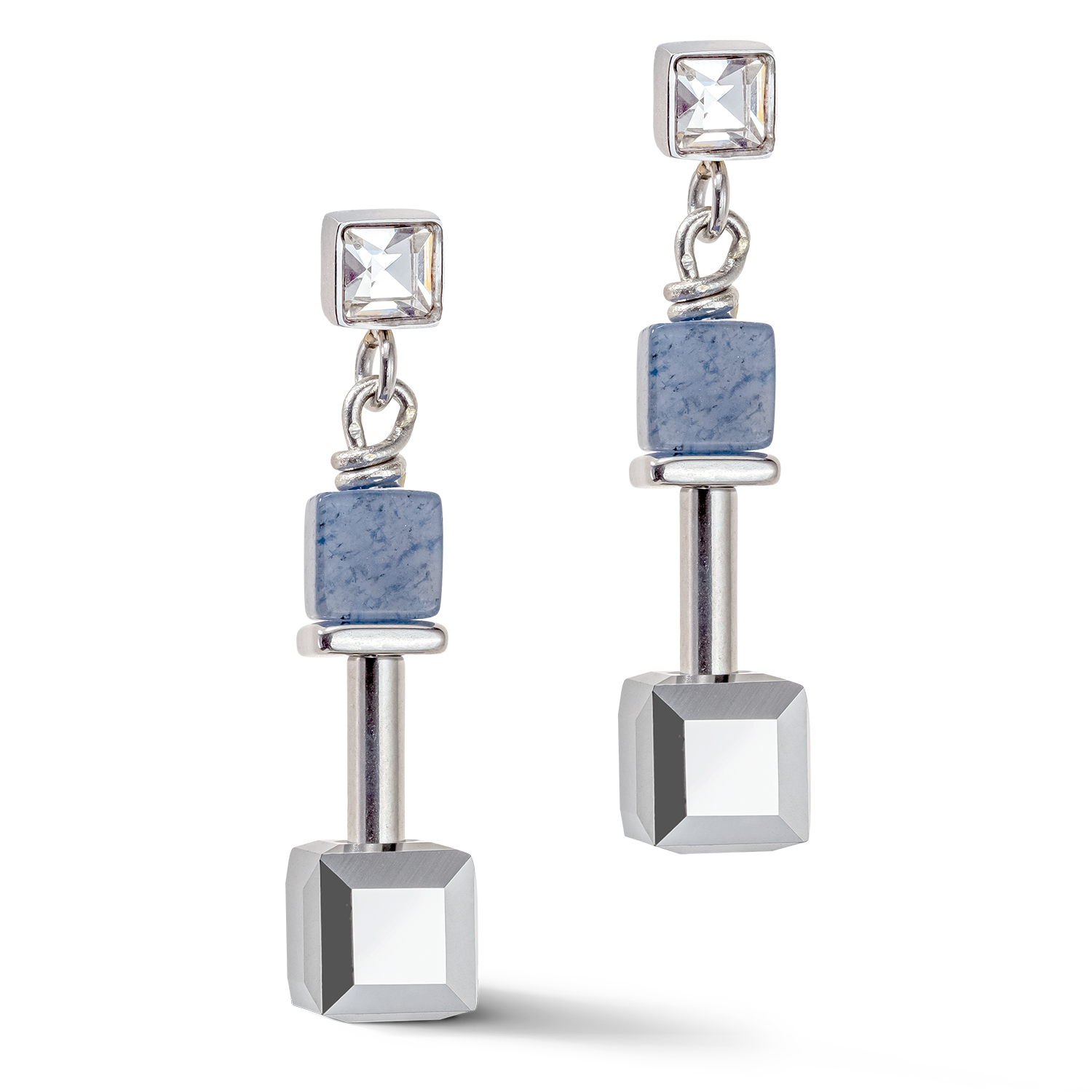 coeur-de-lion-geocube-precious-ohrringe-silber-blau-mit-slider-closure image 2