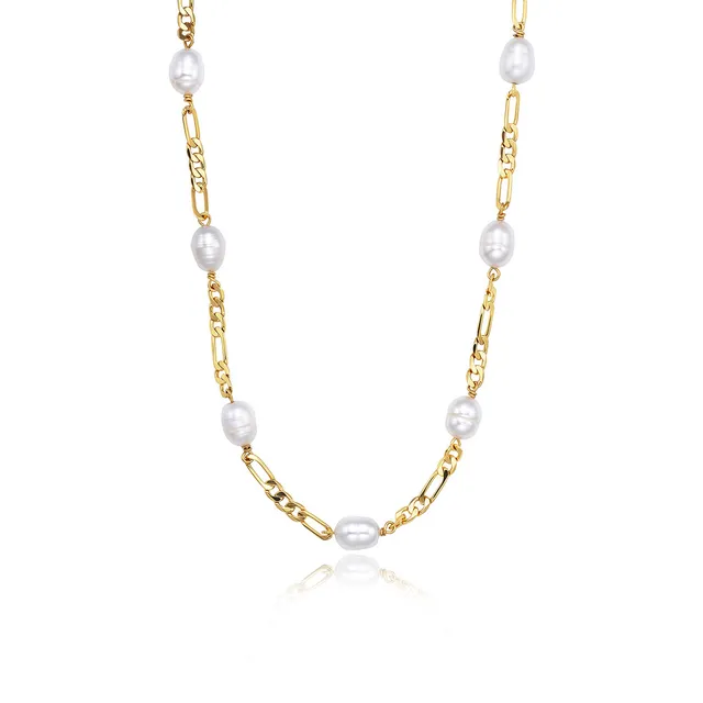 julie-julsen-figarokette-pearls-silber-vergoldet-mit-9-wei-en-s-wasserperlen image 1