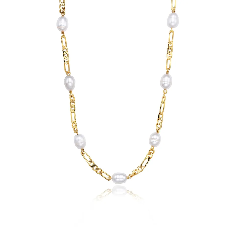 julie-julsen-figarokette-pearls-silber-vergoldet-mit-9-wei-en-s-wasserperlen image 1