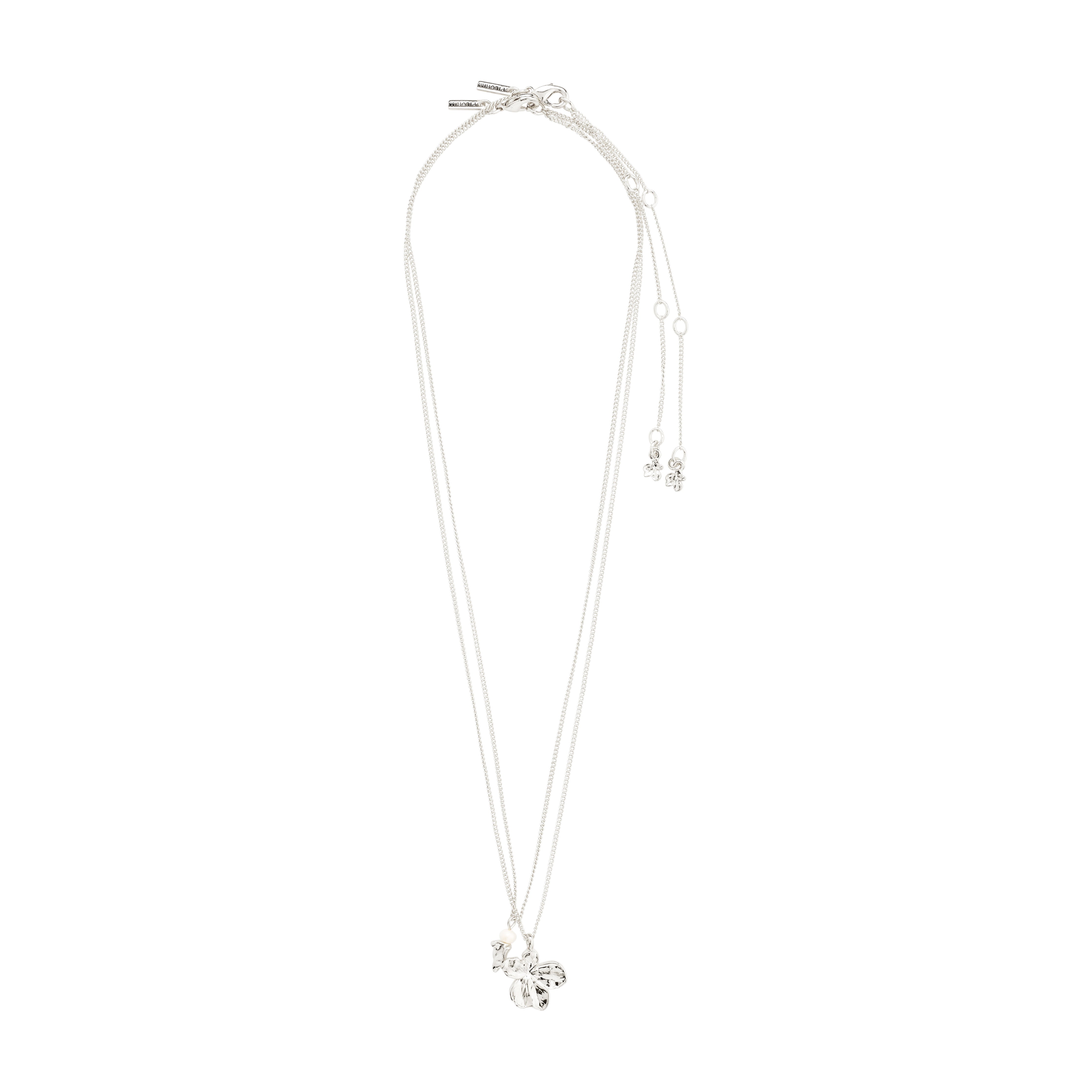 pilgrim-zhuri-halsketten-set-2-in-1-versilbert-blume-s-wasserperle image 4