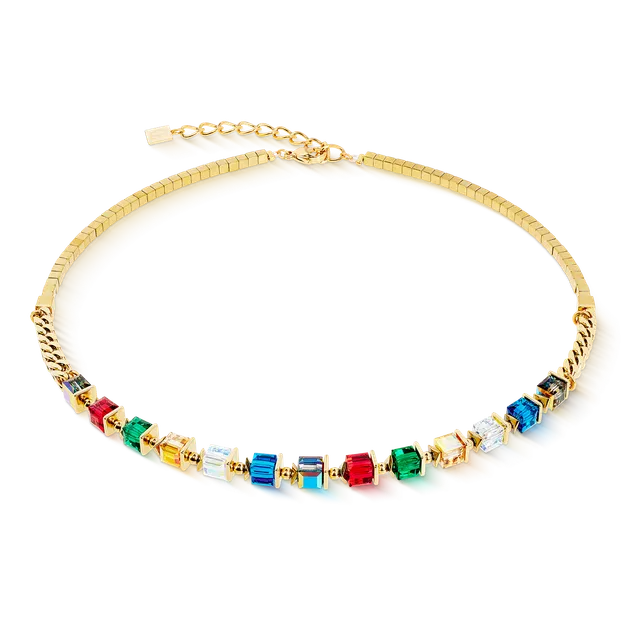 coeur-de-lion-halskette-sparkling-cubes-fusion-chain-gold-multicolor image 1