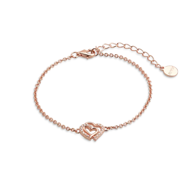 xenox-love-story-herz-armband-925-sterlingsilber-ros-vergoldet-mit-zirkonia image 1