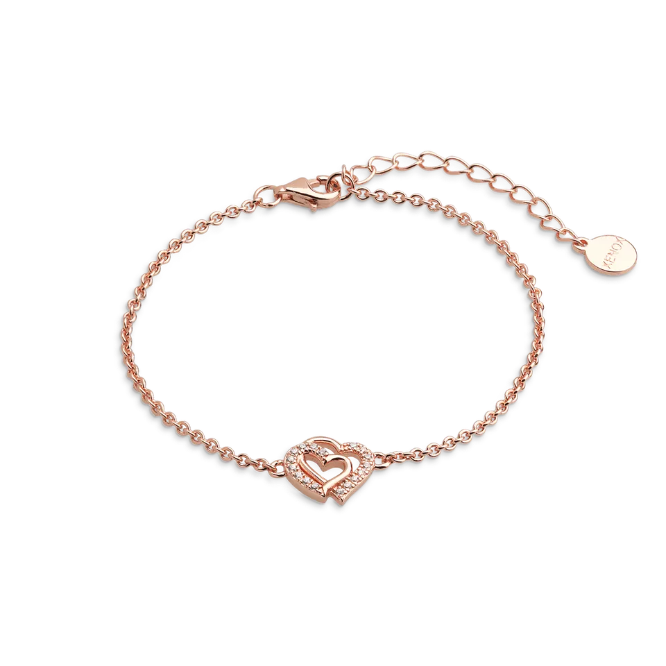 xenox-love-story-herz-armband-925-sterlingsilber-ros-vergoldet-mit-zirkonia image 1