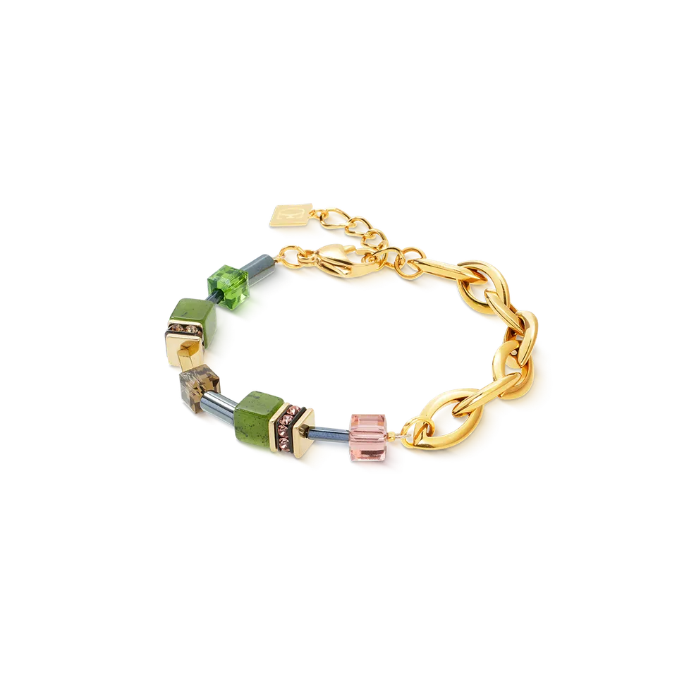 coeur-de-lion-geocube-chunky-chain-armband-gold-gr-n image 1