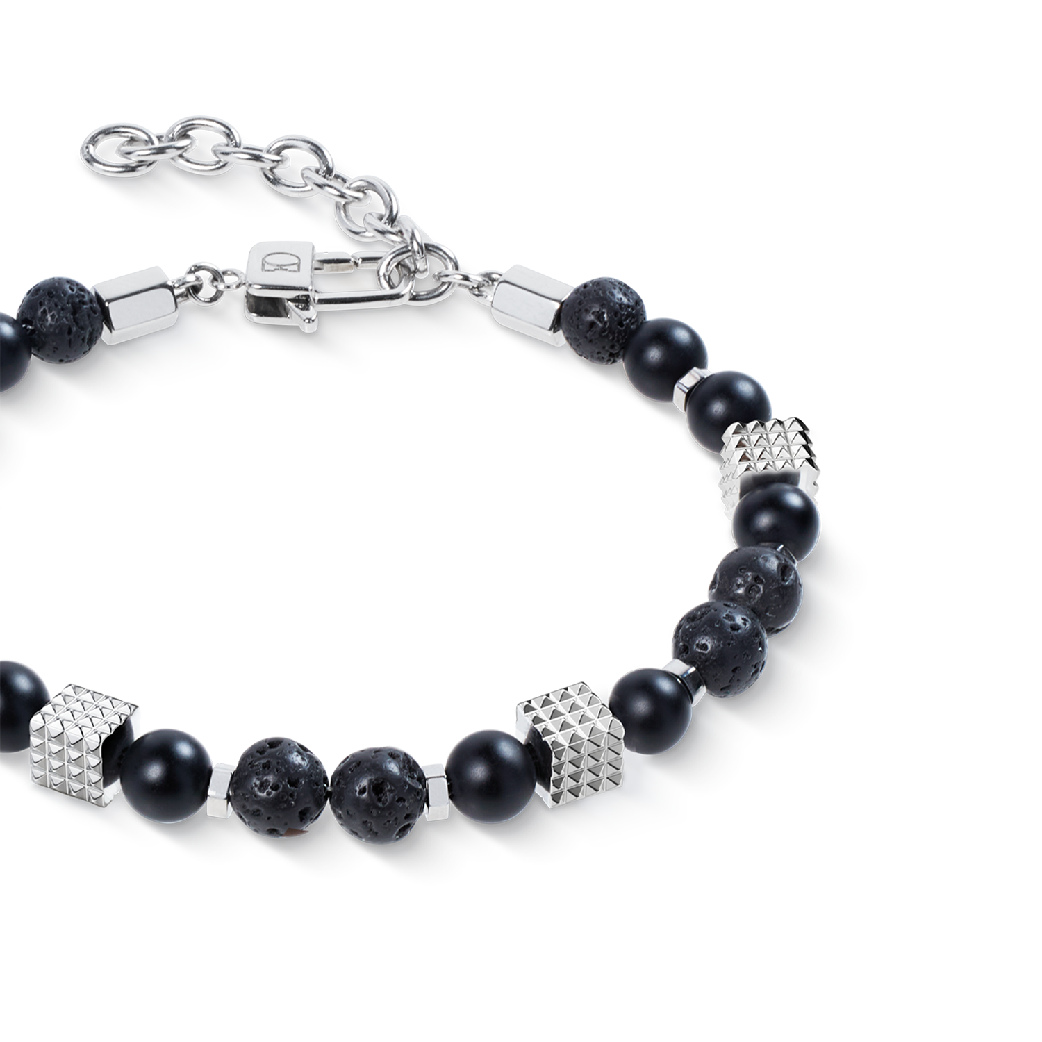 coeur-de-lion-spikes-square-armband-onyx-und-lavakugeln-mit-mini-spikes-cubes-ed image 2