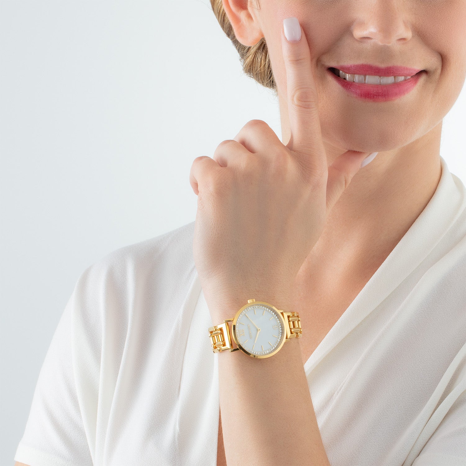 coeur-de-lion-uhr-rund-sparkling-perlmutt-statement-gold-edelstahl-gold image 3