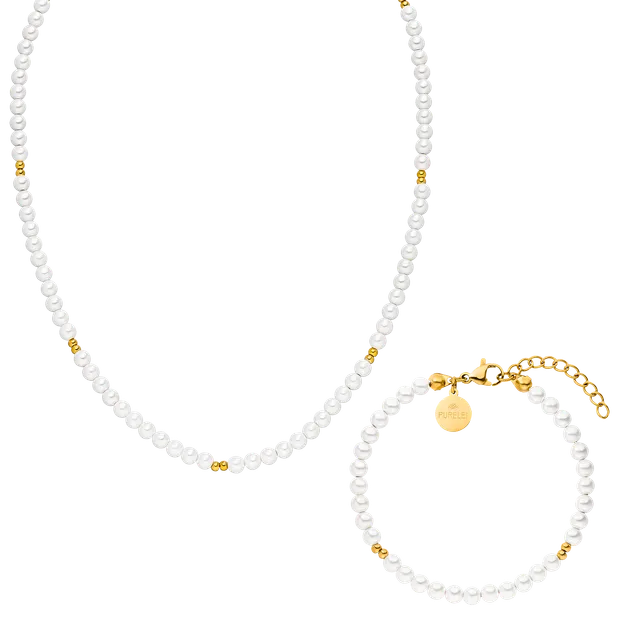 purelei-timeless-elegance-set-muschelperlen-halskette-und-armband image 1