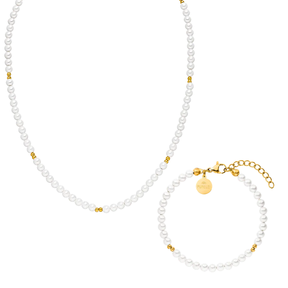purelei-timeless-elegance-set-muschelperlen-halskette-und-armband image 1