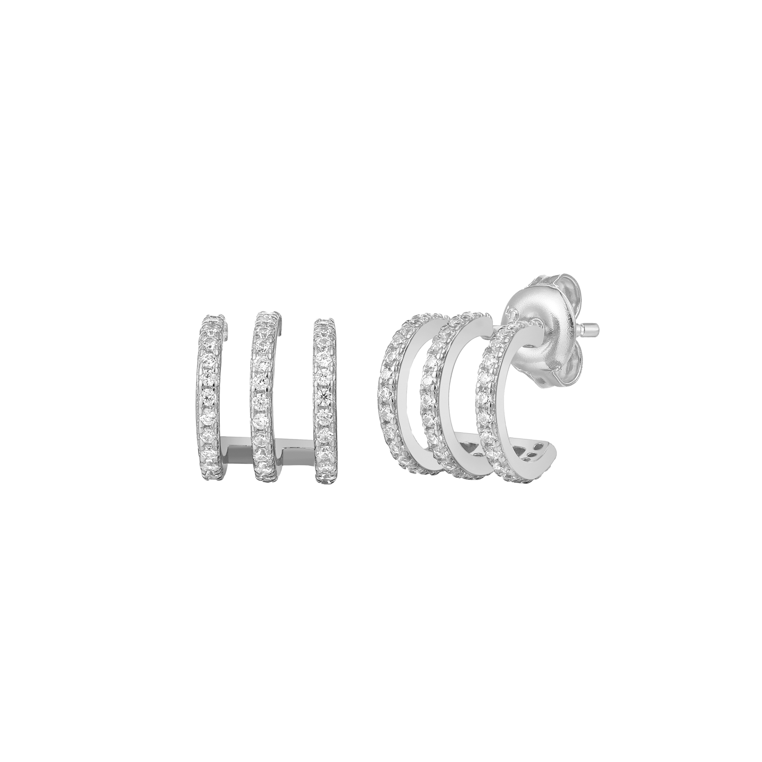 xenox-trio-creolen-925-sterlingsilber-rhodiniert-mit-zirkonia image 1