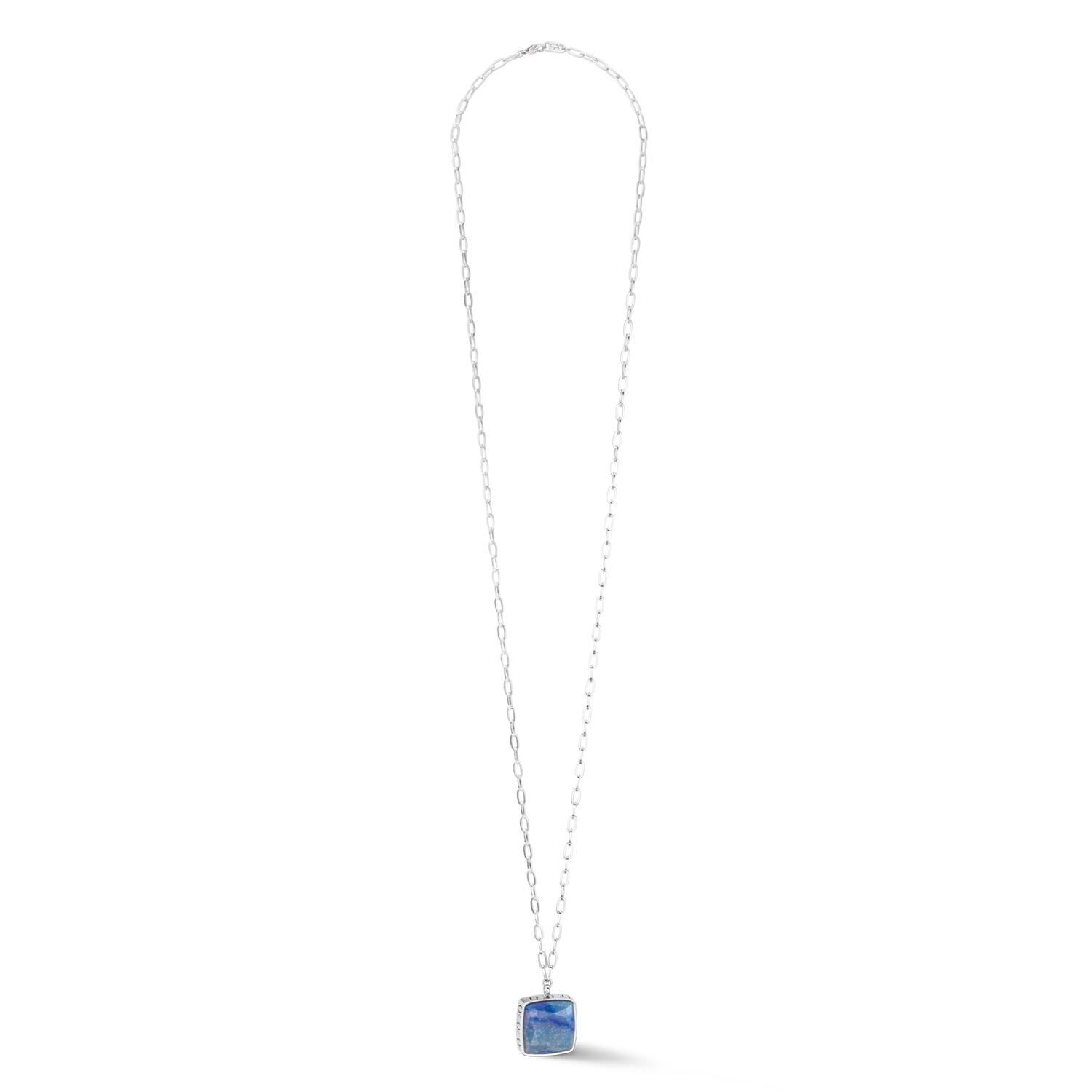 coeur-de-lion-halskette-oe-amulett-square-aventurin-silber-blau-edelstahl image 1