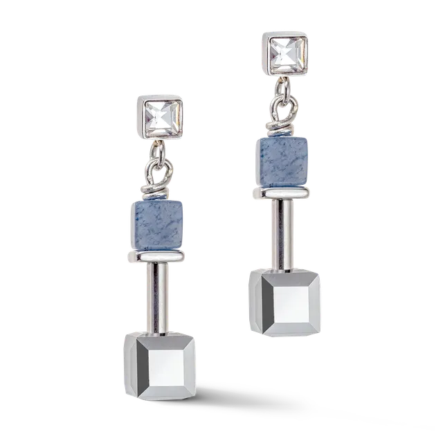 coeur-de-lion-geocube-precious-ohrringe-silber-blau-mit-slider-closure image 1