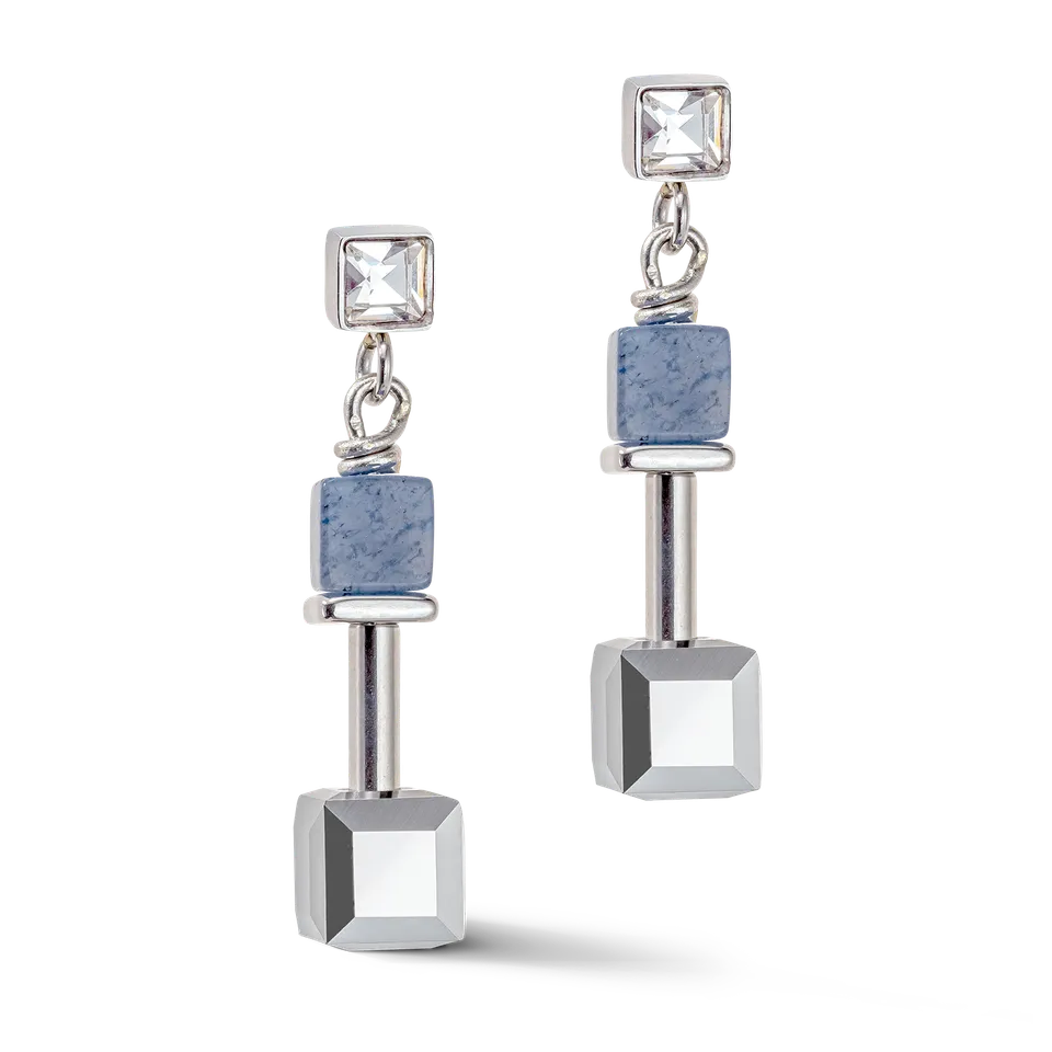 coeur-de-lion-geocube-precious-ohrringe-silber-blau-mit-slider-closure image 1