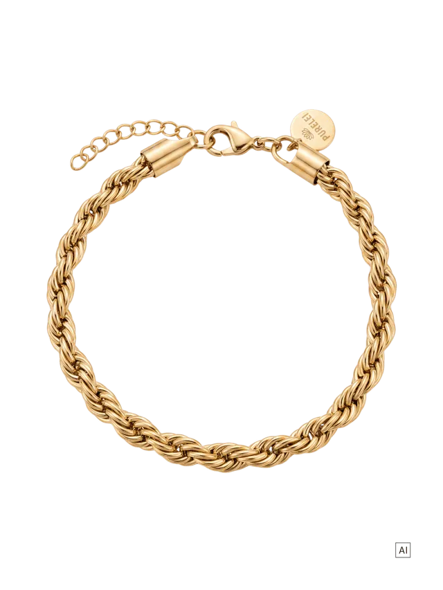 purelei-rope-armband-verstellbar-19-21-cm-vintage-kordelarmband-edelstahl image 1
