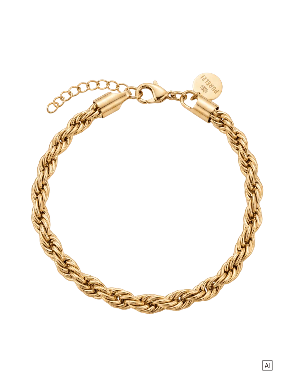 purelei-rope-armband-verstellbar-19-21-cm-vintage-kordelarmband-edelstahl image 1