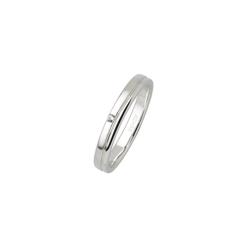xenox-partnerring-925-sterlingsilber-rhodiniert-mit-zirkonia-stein image 1
