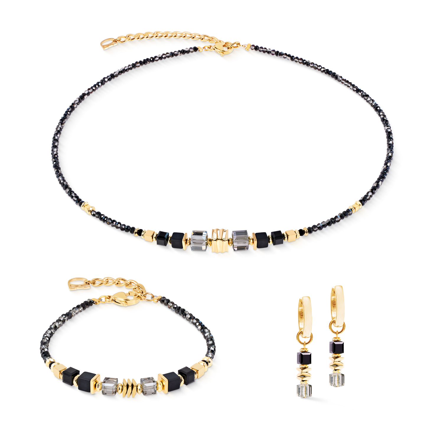 coeur-de-lion-geocube-armband-wave-cube-flow-gold-schwarz-18-cm-3-cm image 3