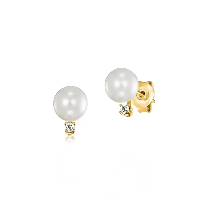 julie-julsen-pearl-ohrstecker-vergoldet-mit-2-zirkonia-und-2-s-wasserperlen image 1