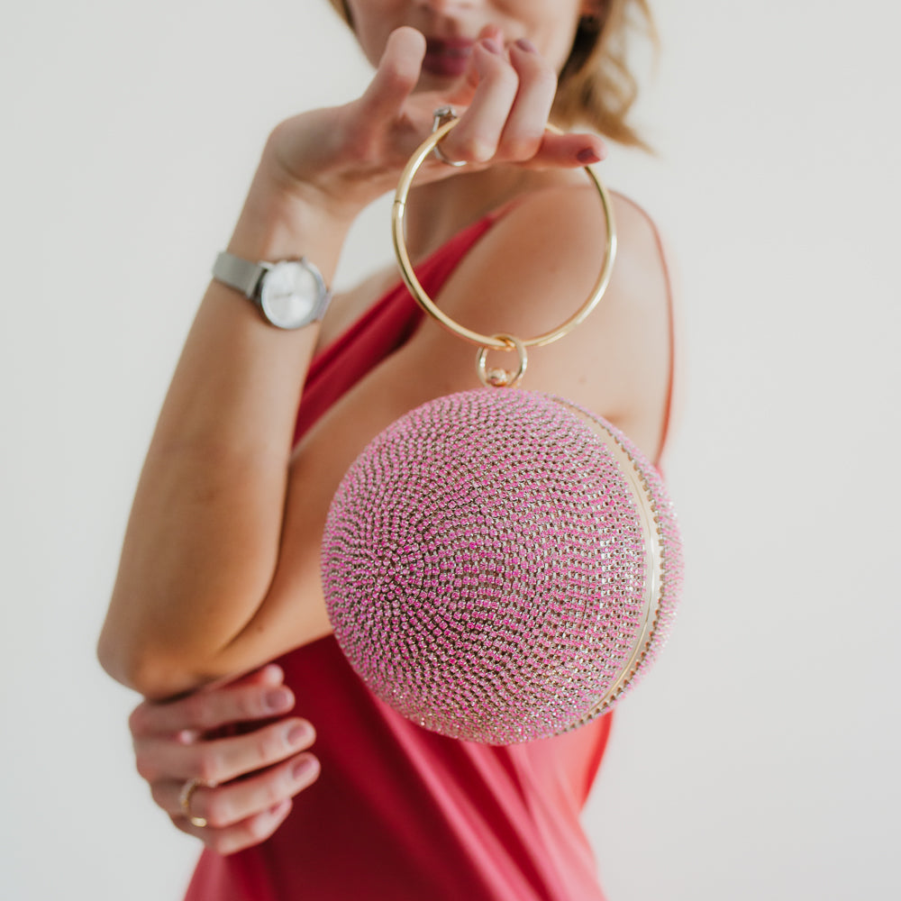 julie-julsen-disco-bag-handtasche-pink-kugel-clutch-mit-zirkonia image 2