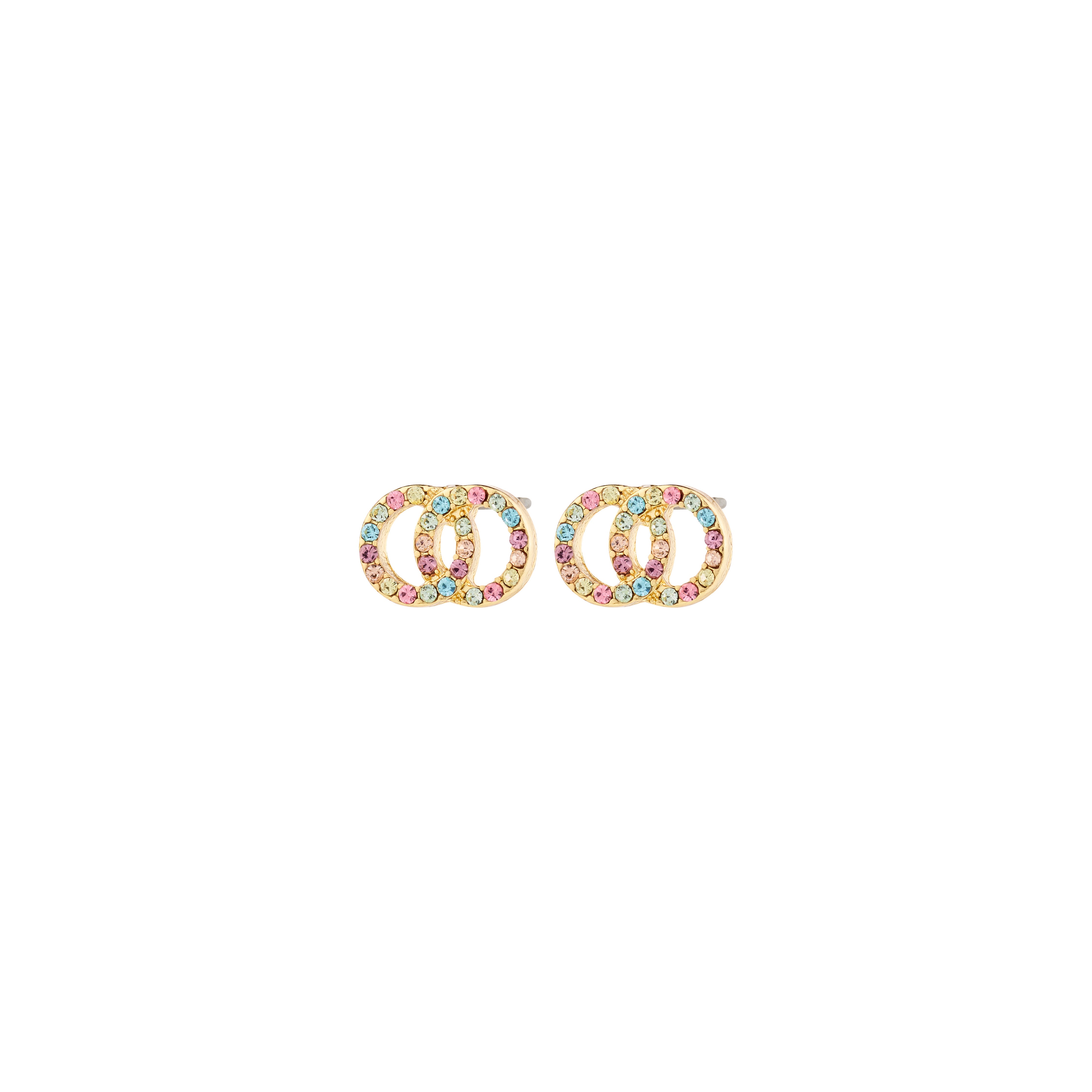 pilgrim-jolina-ohrstecker-set-gold-plated-halo-mehrfarbig-kristall image 1