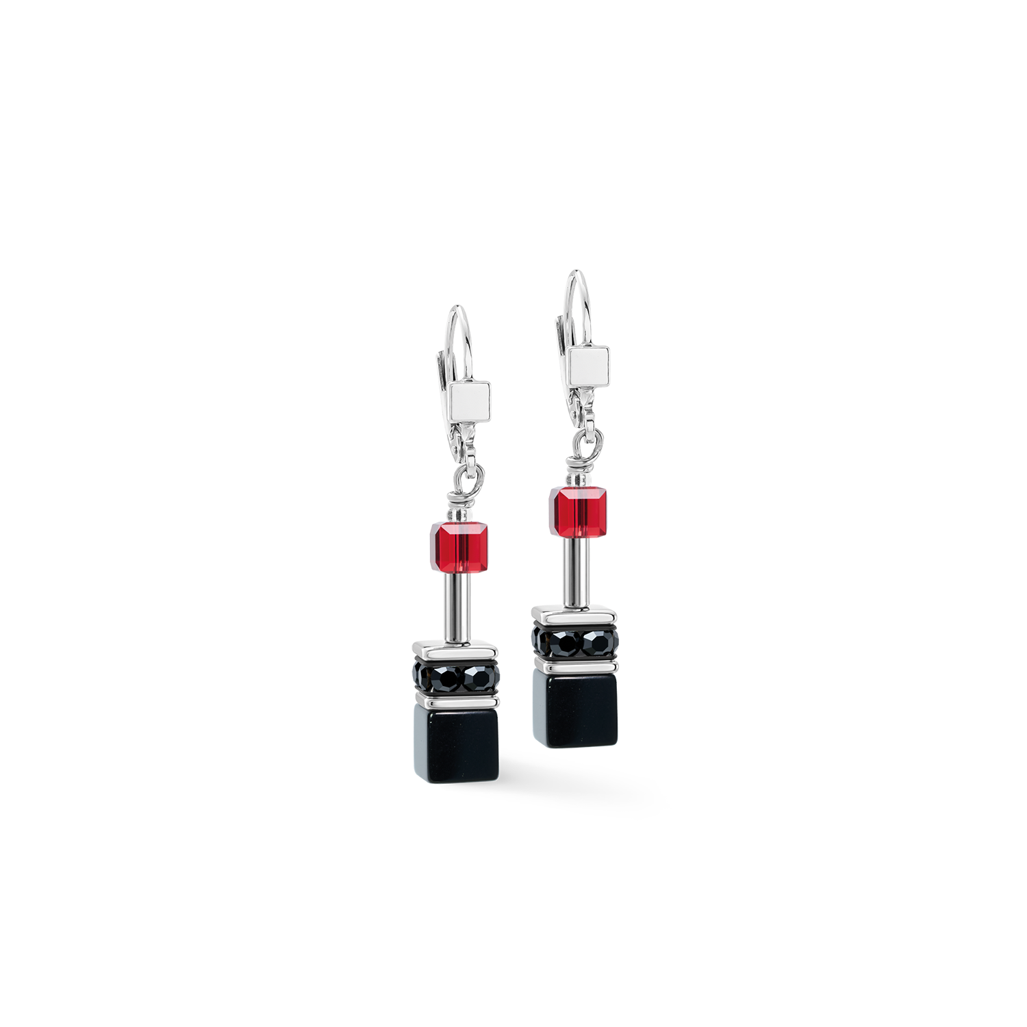 coeur-de-lion-geocube-iconic-ohrringe-ruby-noir-silber image 1