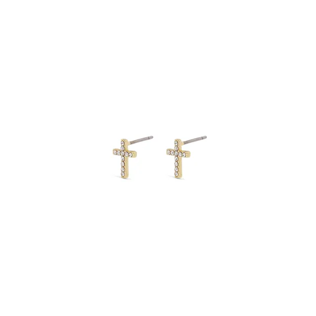 pilgrim-clara-kreuz-ohrstecker-goldplattiert-mit-kristallen image 1