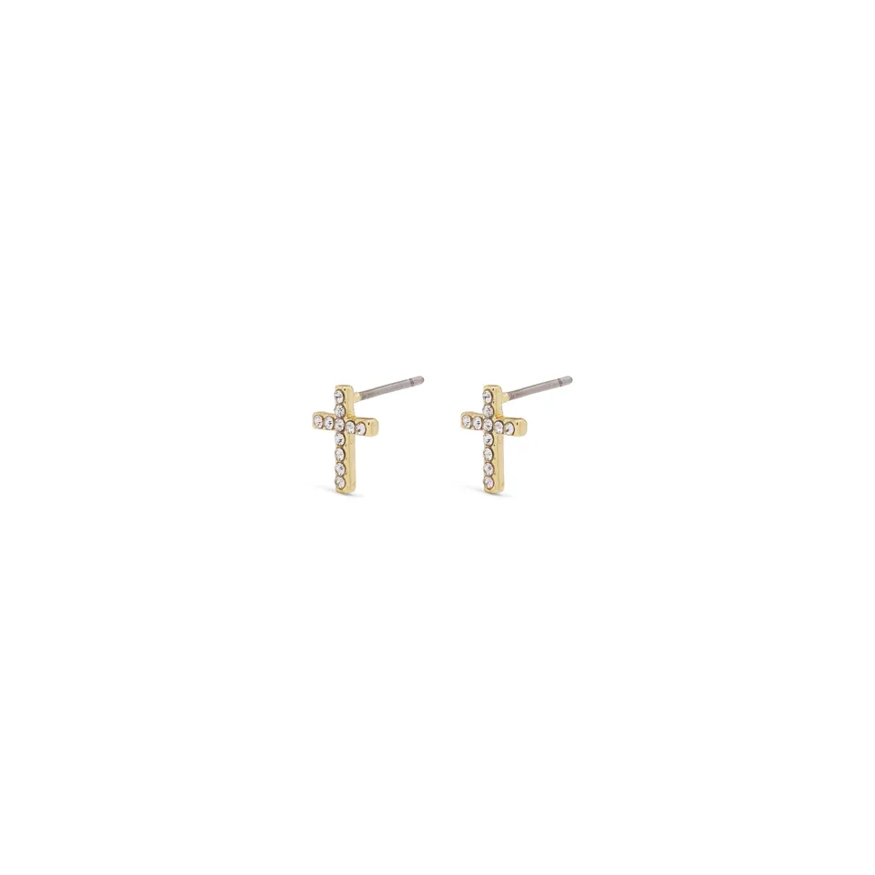 pilgrim-clara-kreuz-ohrstecker-goldplattiert-mit-kristallen image 1