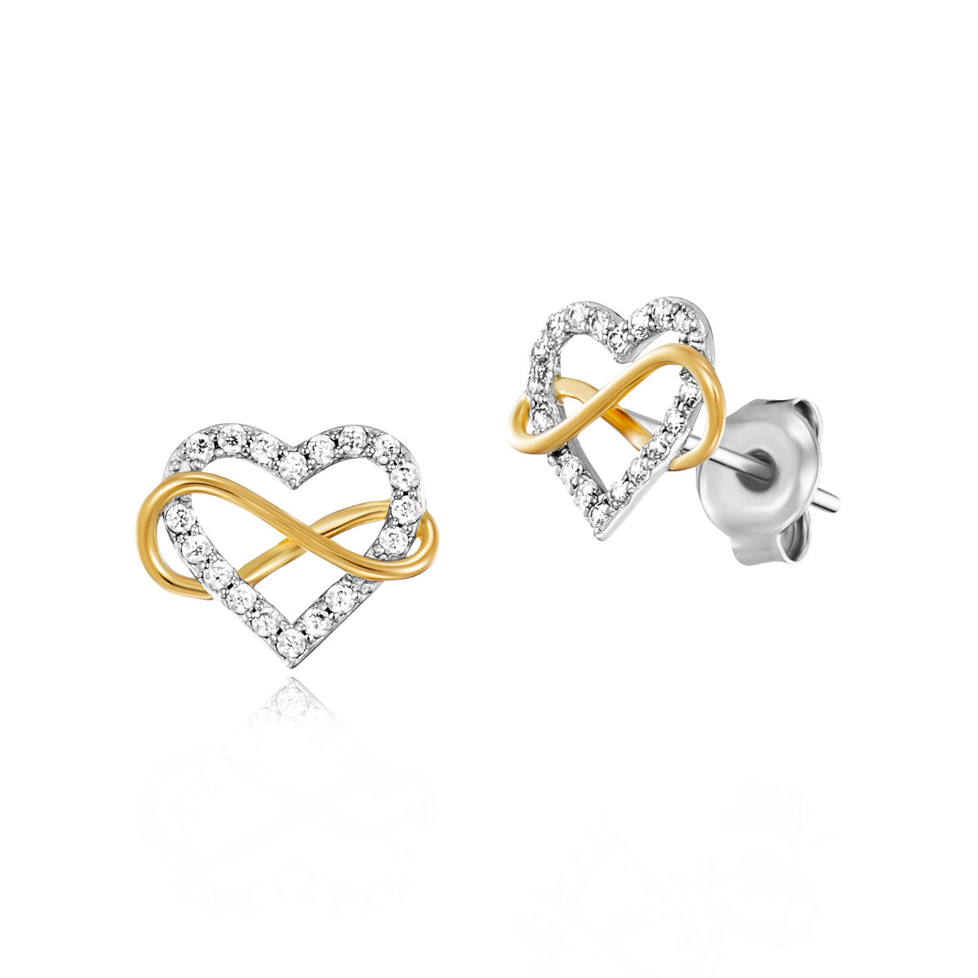 julie-julsen-ohrstecker-heart-infinity-bicolor-silber-925-mit-36-zirkonia image 1
