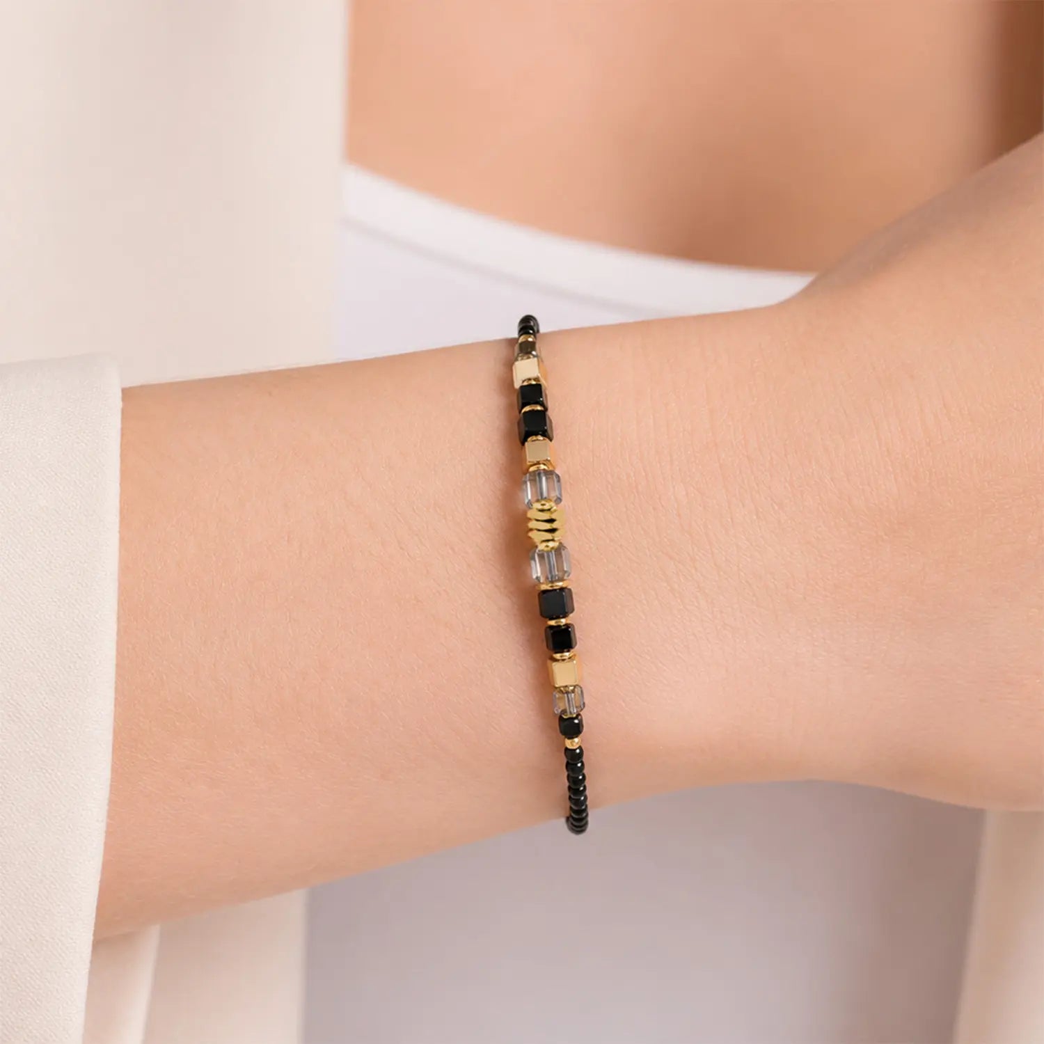 coeur-de-lion-geocube-armband-wave-cube-flow-gold-schwarz-18-cm-3-cm image 4