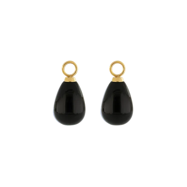 coeur-de-lion-ear-me-up-charm-tropfen-gold-schwarz-onyx-paar image 1
