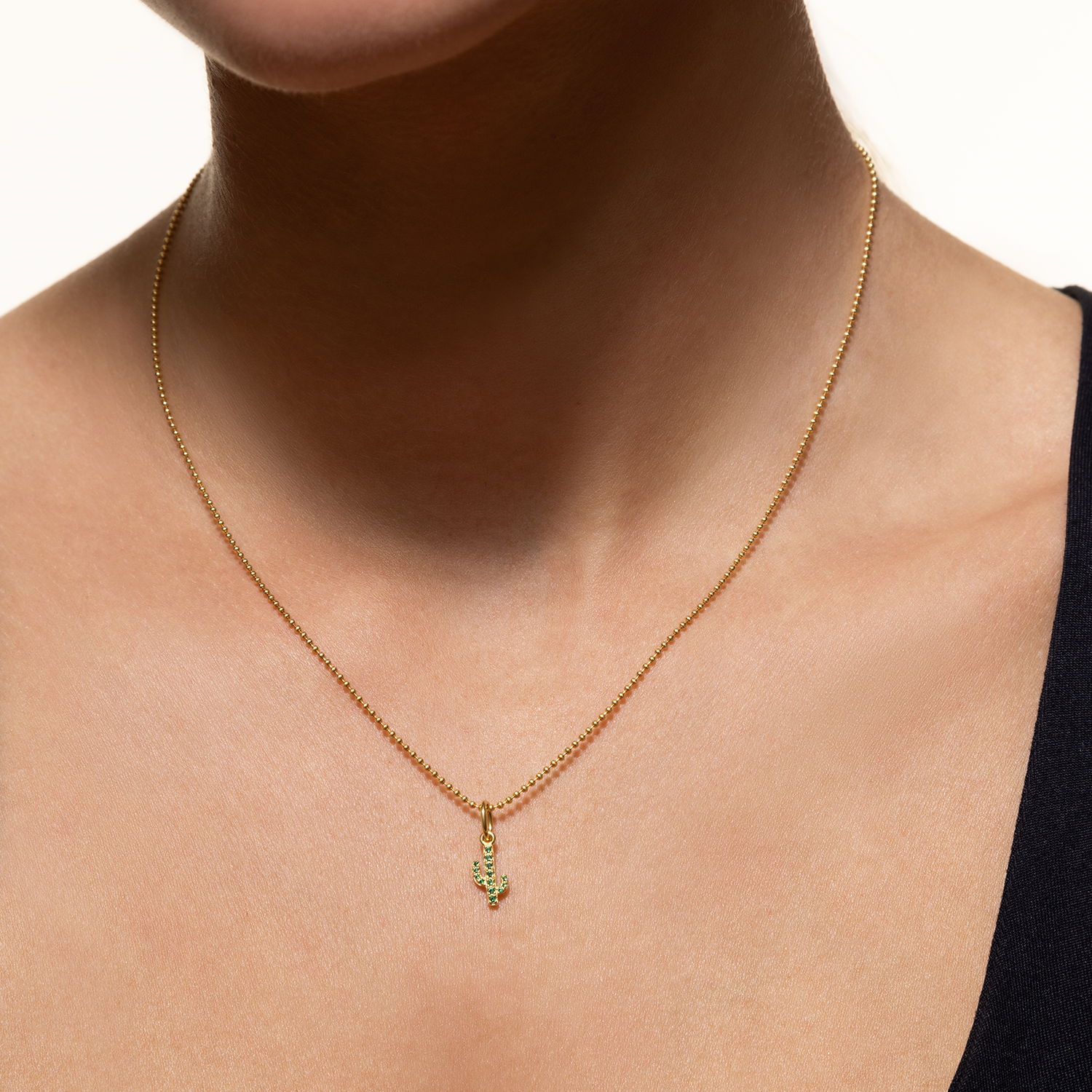xenox-kaktus-charm-925-sterlingsilber-18k-vergoldung-mit-gr-nem-zirkonia image 2