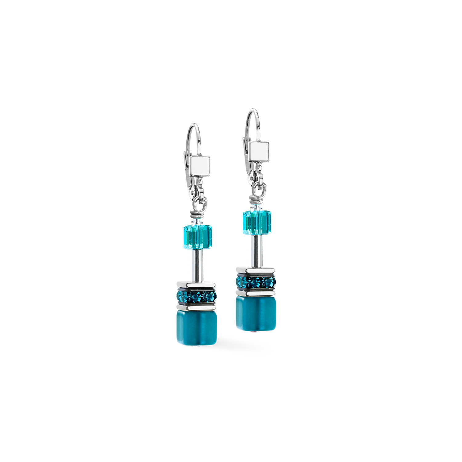 coeur-de-lion-geocube-iconic-ohrringe-teal-silber image 1