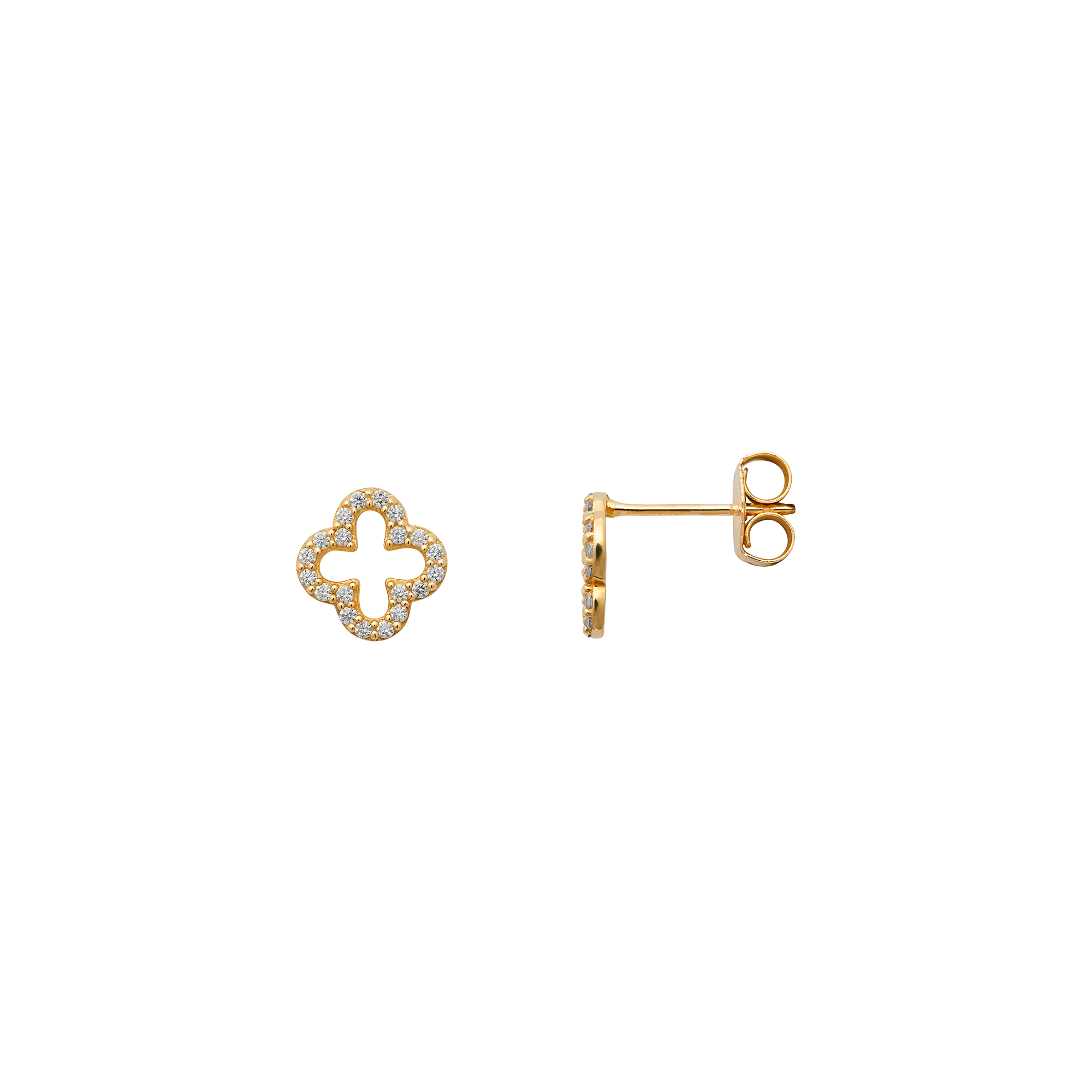xenox-fine-clover-spark-ohrringe-585-gelbgold-mit-zirkonia image 1