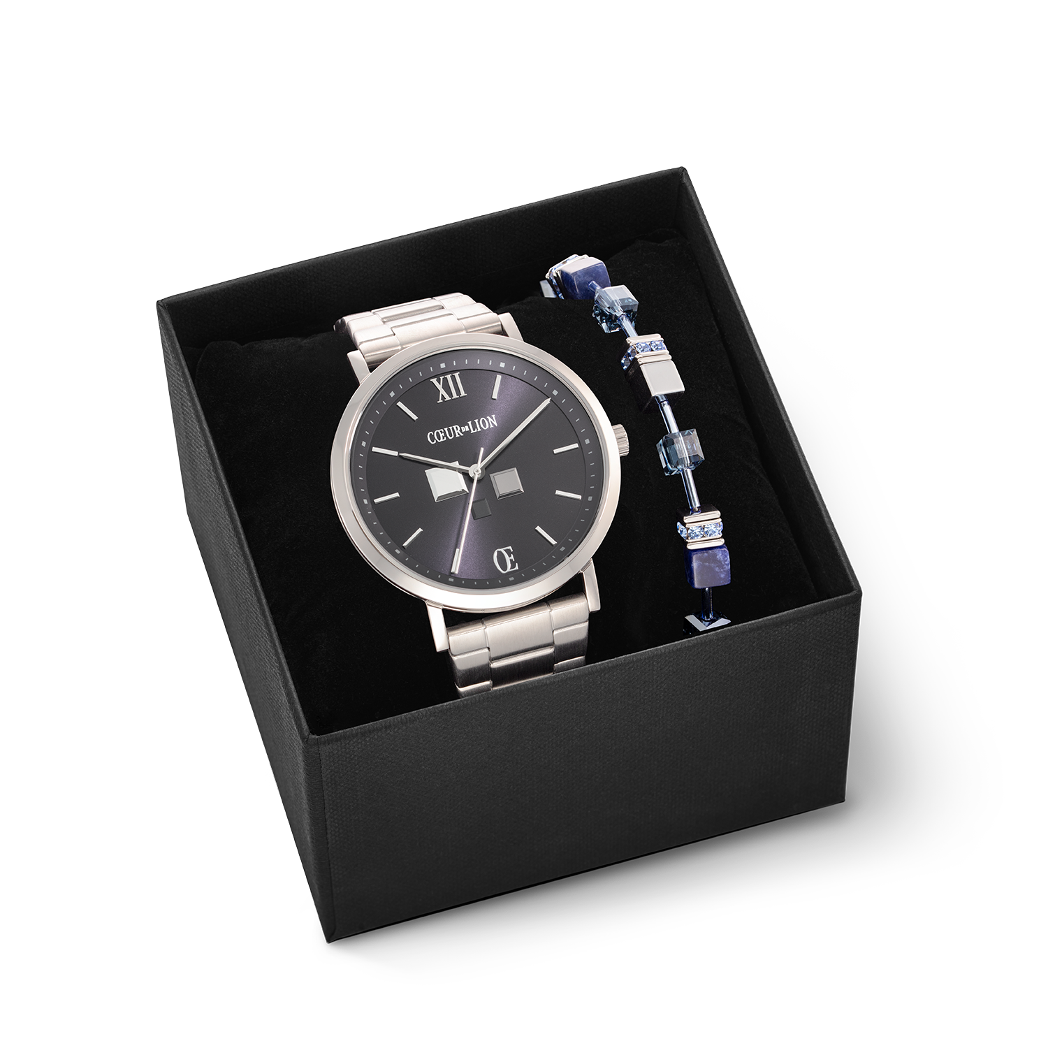 coeur-de-lion-geschenkset-uhr-rund-statement-unisex-midnight-blue-armband-geocub image 1