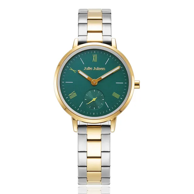 julie-julsen-damenarmbanduhr-little-second-vergoldet-mit-bicolor-edelstahlband image 1