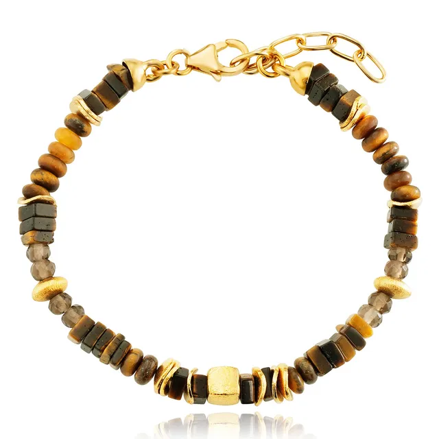 julie-julsen-loving-stones-armband-tigerauge-rauchquarz-19-cm-vergoldet image 1