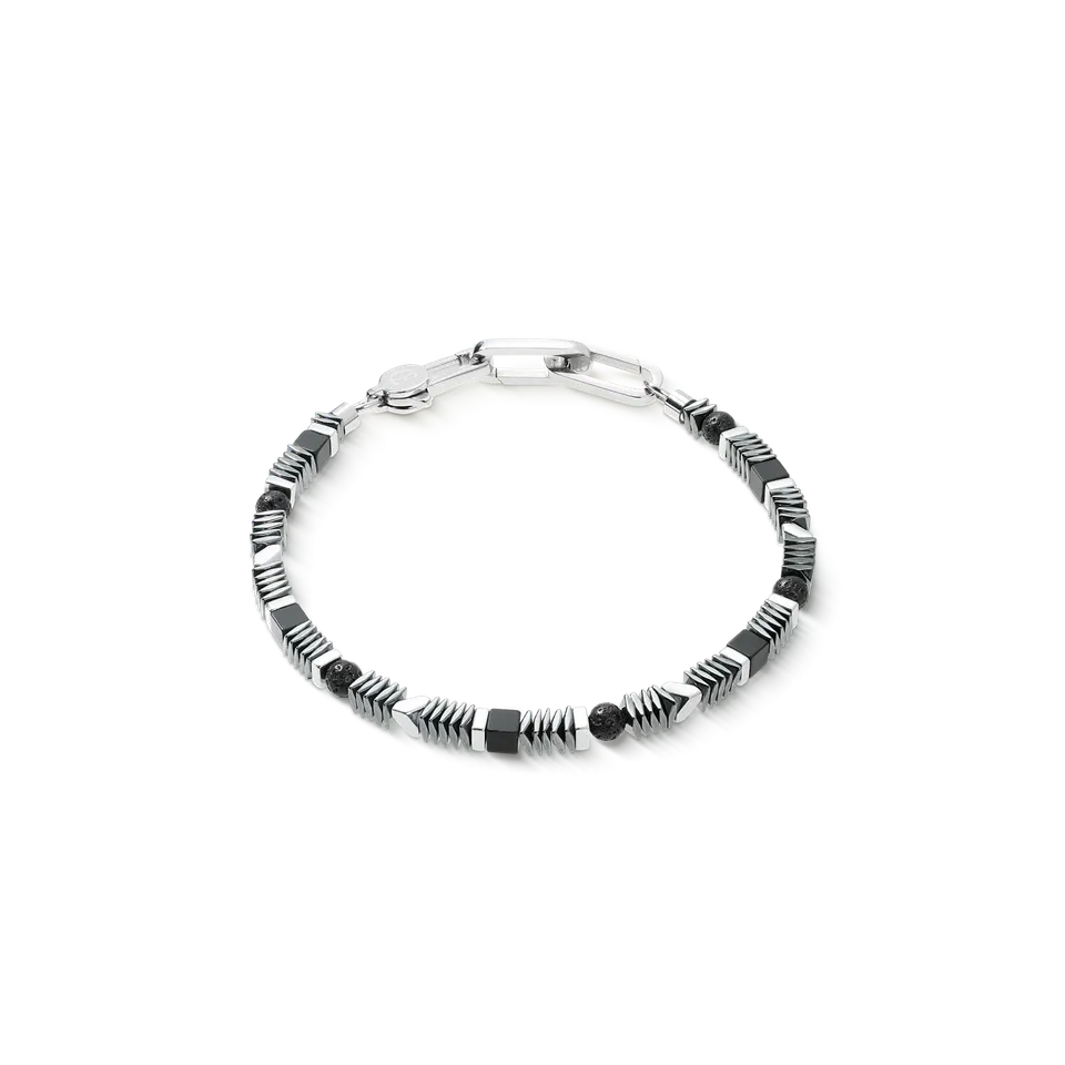 coeur-de-lion-armband-cadence-shape-mix-schwarz-silber image 1