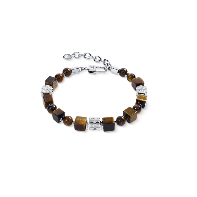 coeur-de-lion-tigerauge-armband-cubes-und-kugeln-mit-spikes-edelstahl image 1
