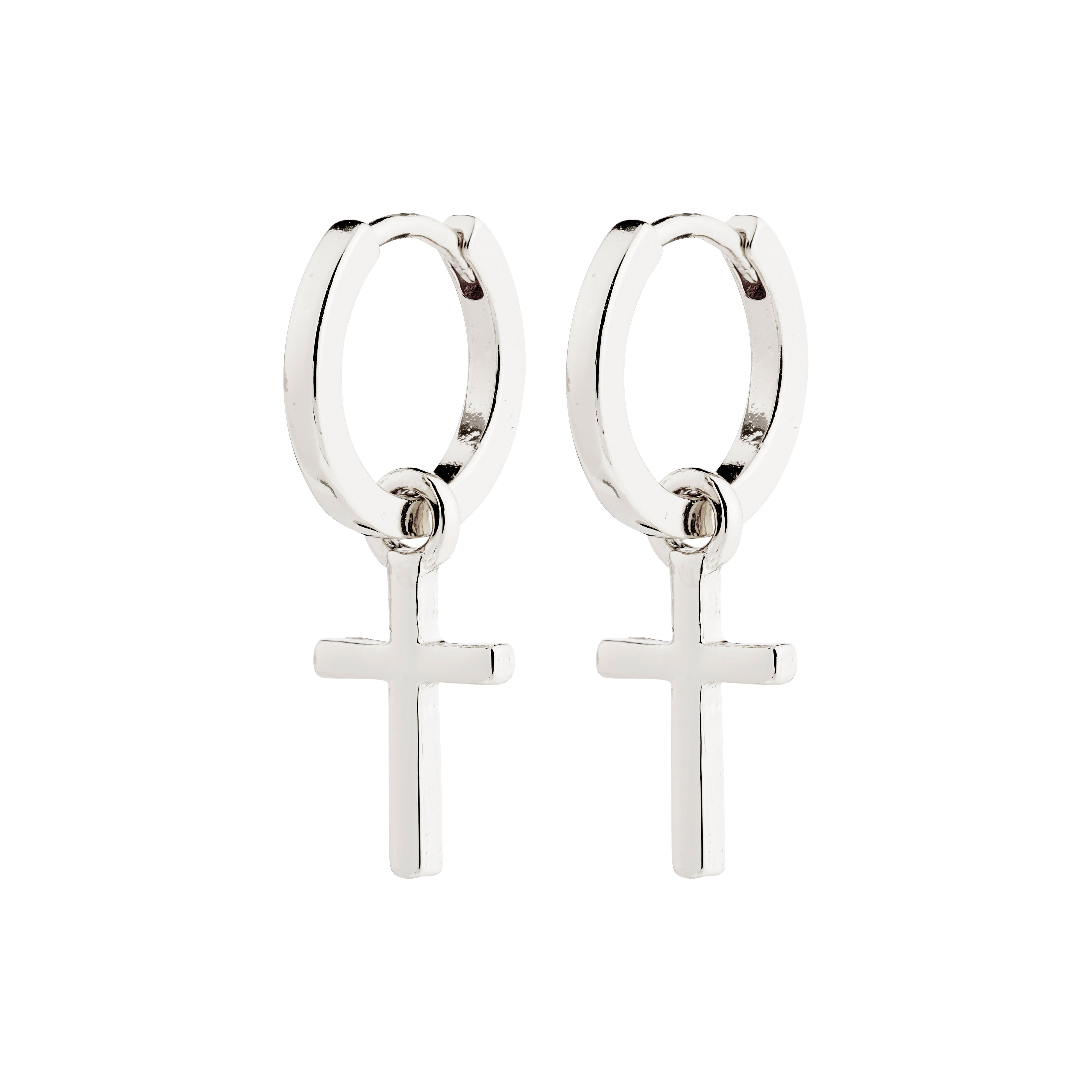 pilgrim-flynn-creolen-versilbert-mit-kreuz-anh-nger image 1