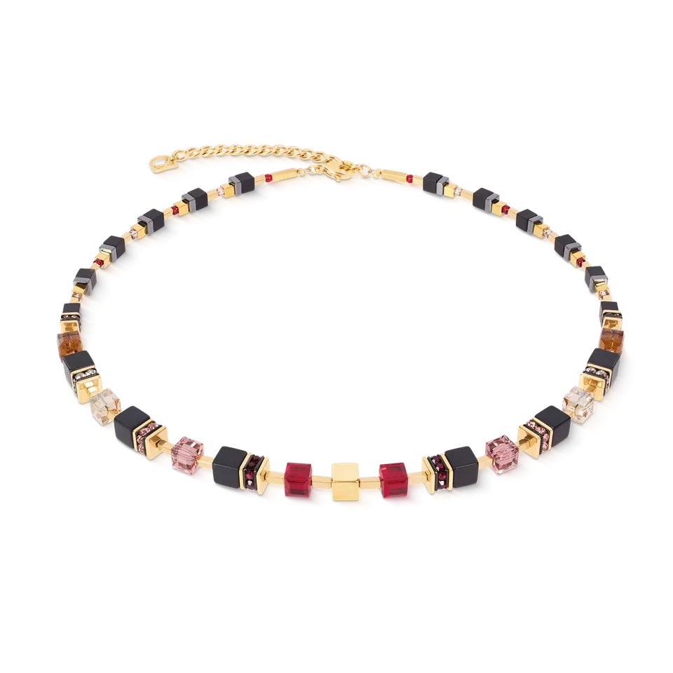 coeur-de-lion-geocube-precious-classic-halskette-ruby-noir-schwarz-gold image 1