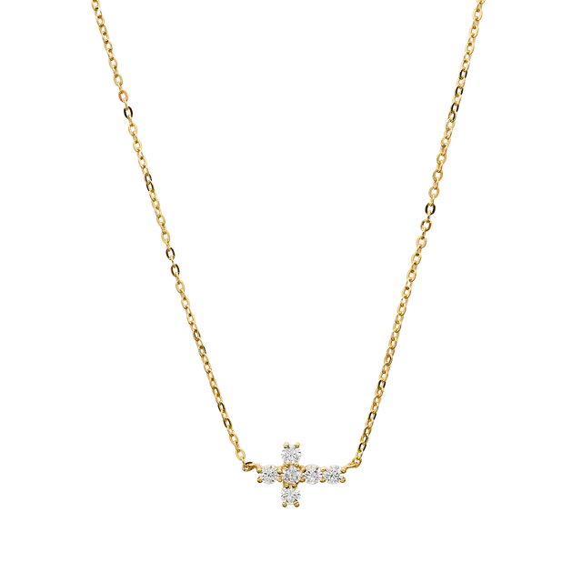 xenox-fine-kreuz-halskette-585-gelbgold-mit-zirkonia image 1