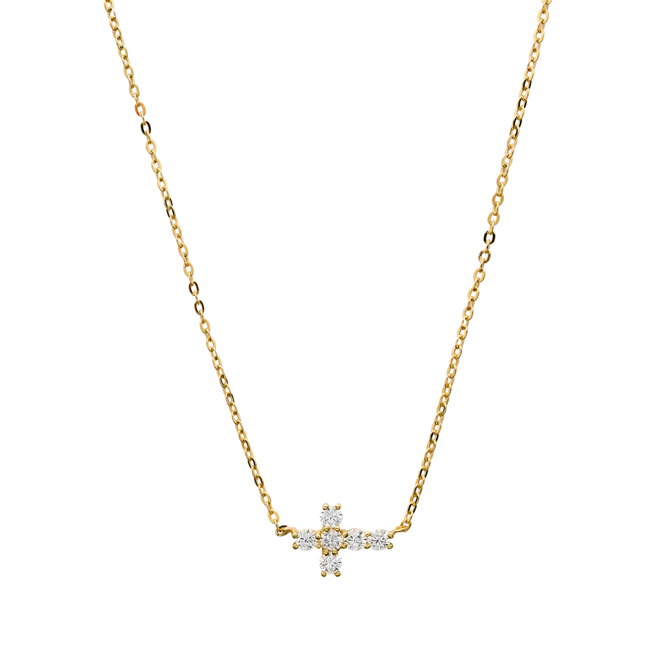 xenox-fine-kreuz-halskette-585-gelbgold-mit-zirkonia image 1